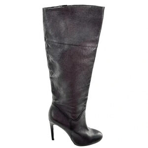 Seven for all mankind boots size 8 black leather stiletto almond toe knee high